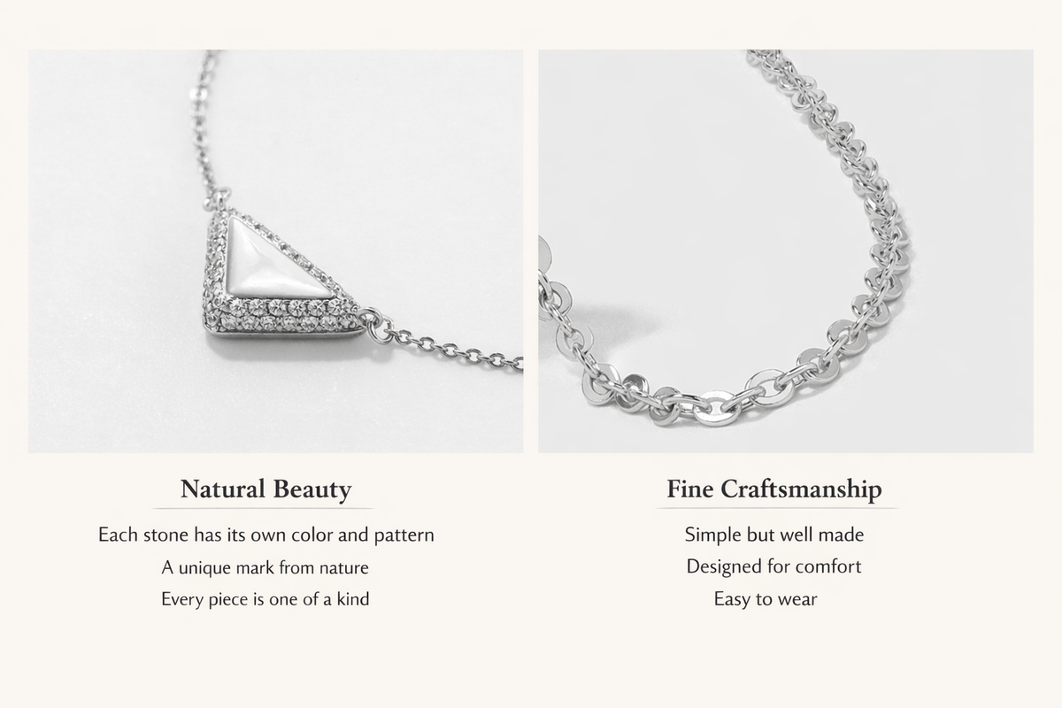  Delta Geometric Triangle Necklace with Stone Inlay - friendship necklace gift from Bestie Keepsake