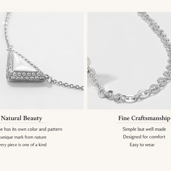 Delta Geometric Triangle Necklace with Stone Inlay - friendship necklace gift from Bestie Keepsake