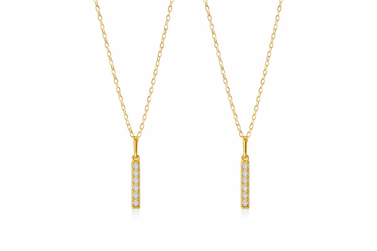  Pave Slender Bar Necklace in 925 Sterling Silver - friendship necklace gift from Bestie Keepsake
