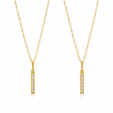  Pave Slender Bar Necklace in 925 Sterling Silver - friendship necklace gift from Bestie Keepsake