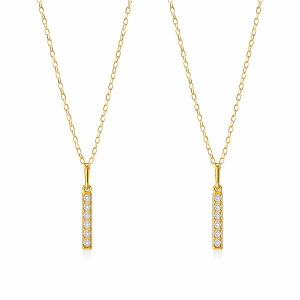  Pave Slender Bar Necklace in 925 Sterling Silver - friendship necklace gift from Bestie Keepsake