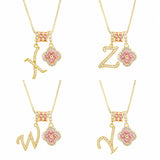  Initial Clover Charm Necklace - friendship necklace gift from Bestie Keepsake