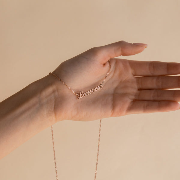  Script Name Pendant Necklace in Stainless Steel - friendship necklace gift from Bestie Keepsake