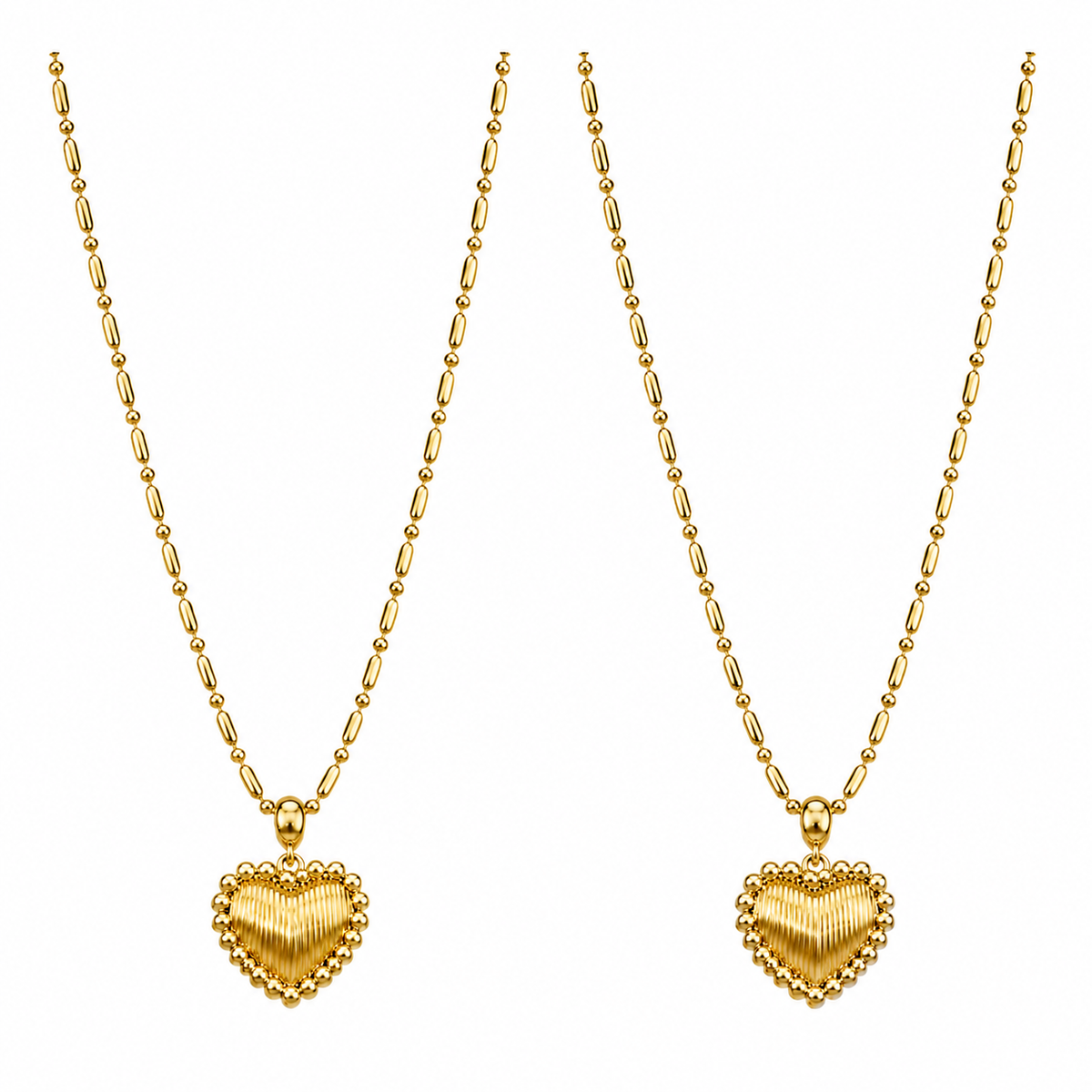  Ornate Textured Heart Pendant Necklace in 18K Gold Plated Brass - friendship necklace gift from Bestie Keepsake