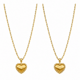  Ornate Textured Heart Pendant Necklace in 18K Gold Plated Brass - friendship necklace gift from Bestie Keepsake