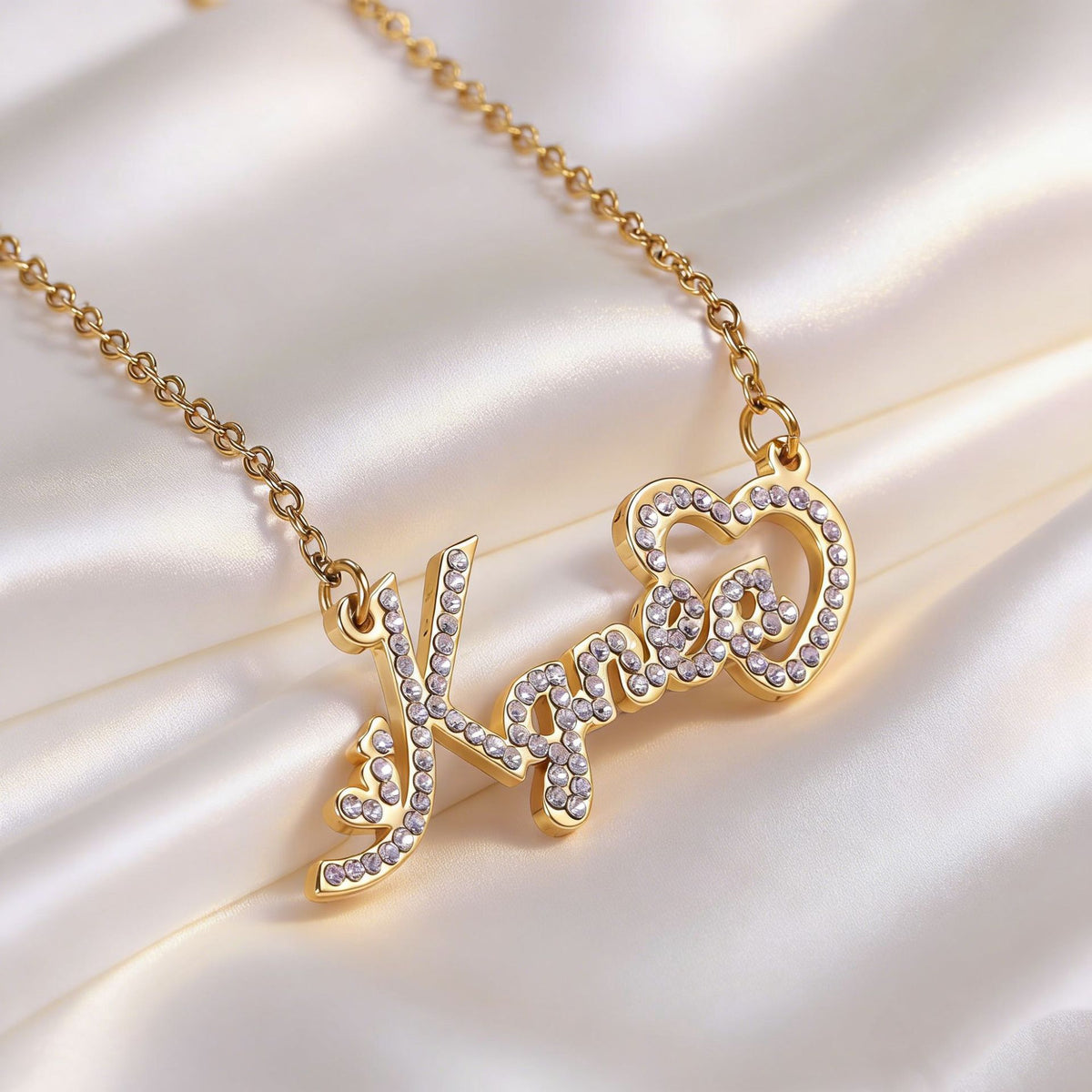  Iced Script Heart Custom Name Necklace - friendship necklace gift from Bestie Keepsake