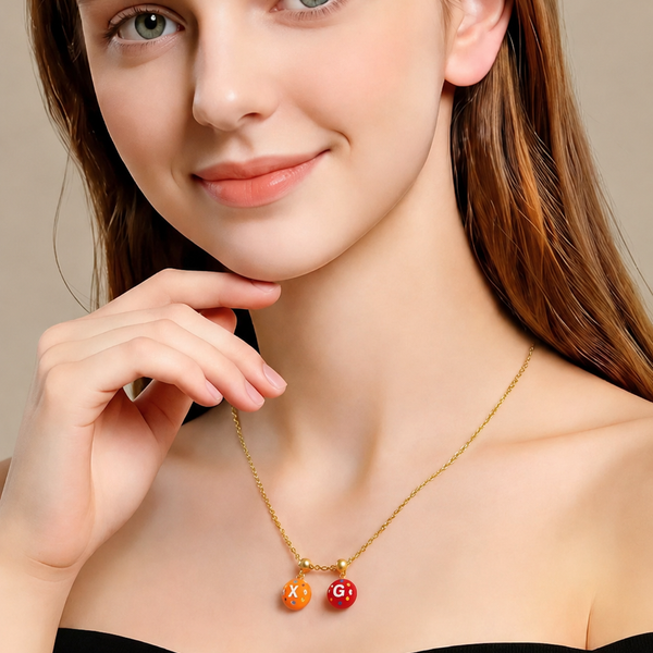  Colorful Enamel Initial Charm Necklace in Gold-Plated Brass - friendship necklace gift from Bestie Keepsake