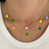  Enamel Heart Charm Necklace S925 Silver - friendship necklace gift from Bestie Keepsake