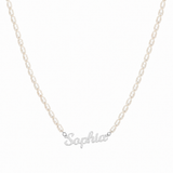  Personalized Script Name Pearl Necklace Stainless Steel - friendship necklace gift from Bestie Keepsake