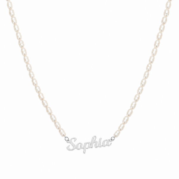  Personalized Script Name Pearl Necklace Stainless Steel - friendship necklace gift from Bestie Keepsake