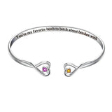  Double Heart Open Cuff Bracelet with Crystal - friendship necklace gift from Bestie Keepsake