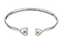  Double Heart Open Cuff Bracelet with Crystal - friendship necklace gift from Bestie Keepsake