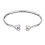  Double Heart Open Cuff Bracelet with Crystal - friendship necklace gift from Bestie Keepsake