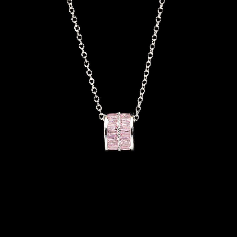  Ornate Pave Zircon Cylinder Pendant Necklace - friendship necklace gift from Bestie Keepsake