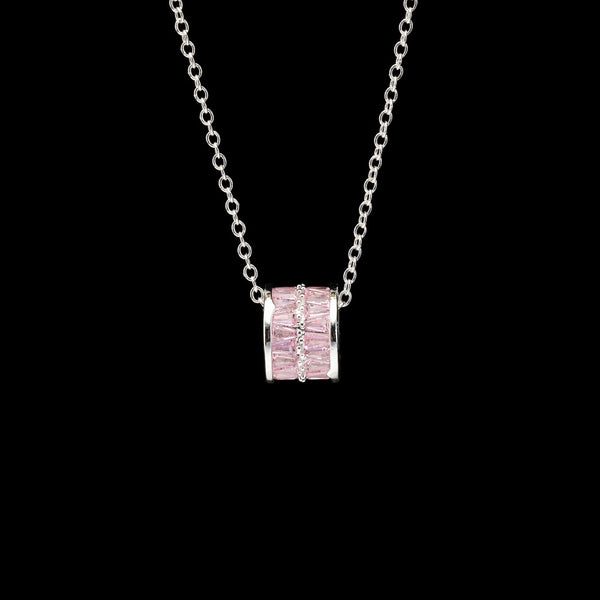  Ornate Pave Zircon Cylinder Pendant Necklace - friendship necklace gift from Bestie Keepsake