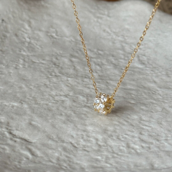  Pave Cylinder Pendant Necklace Sterling Silver - friendship necklace gift from Bestie Keepsake