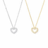  Pavé Open Heart Pendant Necklace in Sterling Silver - friendship necklace gift from Bestie Keepsake