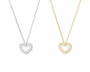  Pavé Open Heart Pendant Necklace in Sterling Silver - friendship necklace gift from Bestie Keepsake