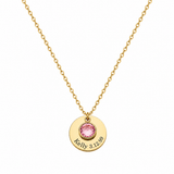  Personalized Birthstone & Engraved Disc Charm Necklace - friendship necklace gift from Bestie Keepsake