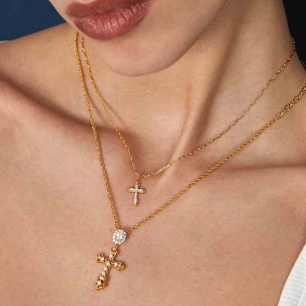  Ornate Vintage-Inspired Cross Pendant Necklace - friendship necklace gift from Bestie Keepsake