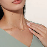  Pave Interlocking Paperclip Link Necklace - friendship necklace gift from Bestie Keepsake