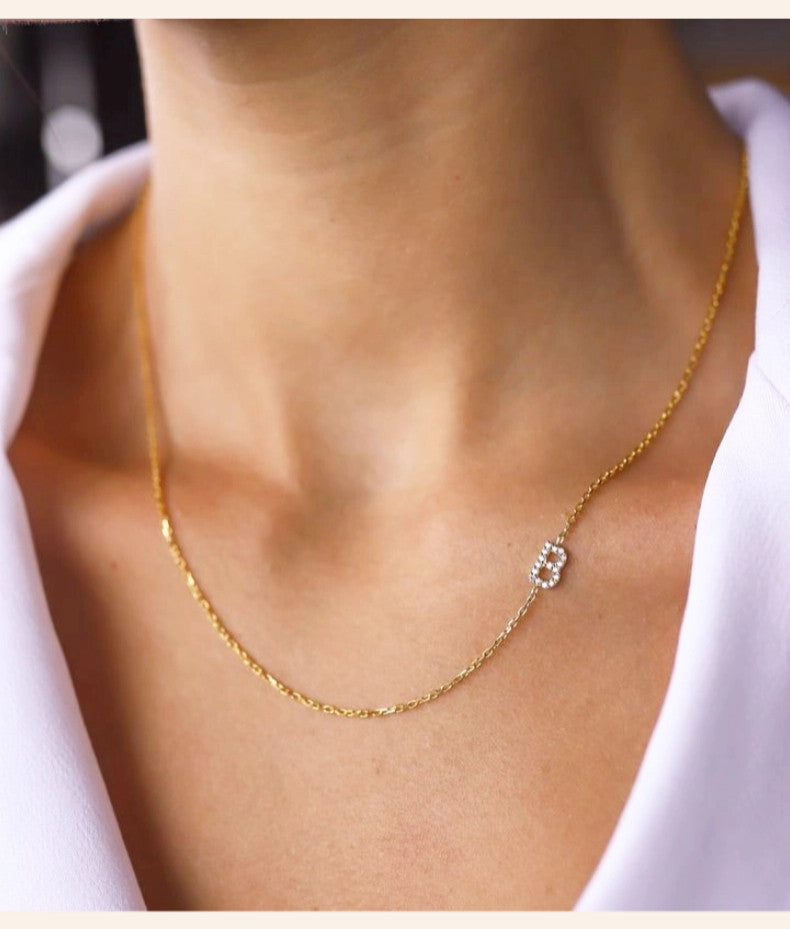  Custom Side Initial Necklace in 925 Sterling Silver - friendship necklace gift from Bestie Keepsake