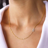  Custom Side Initial Necklace in 925 Sterling Silver - friendship necklace gift from Bestie Keepsake