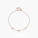  Dainty Initial & Heart Stone Bracelet in 18K Gold Plated S925 Silver - friendship necklace gift from Bestie Keepsake