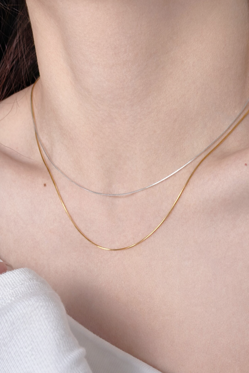  Dainty Snake Chain Necklace in 925 Sterling Silver - friendship necklace gift from Bestie Keepsake