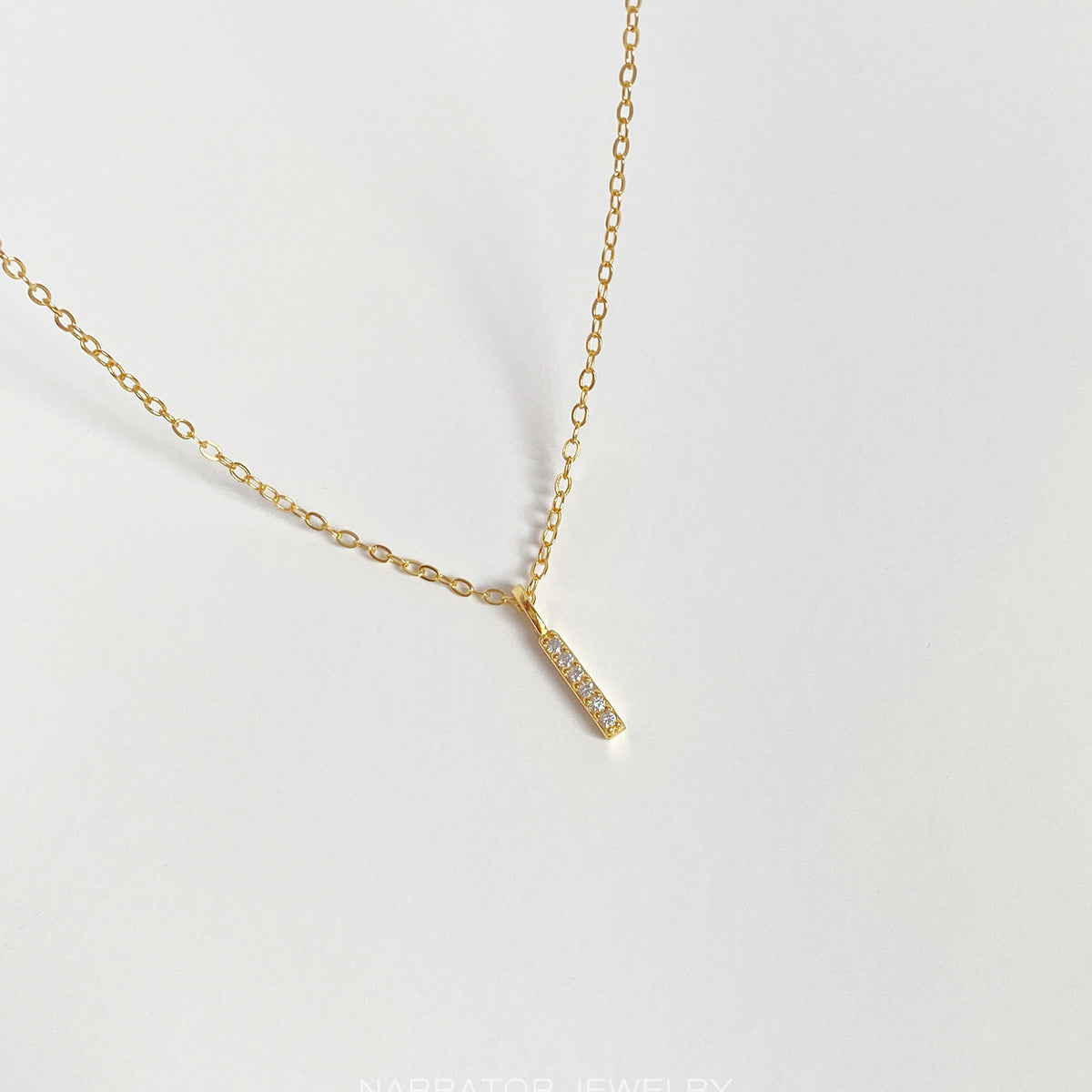  Pave Slender Bar Necklace in 925 Sterling Silver - friendship necklace gift from Bestie Keepsake