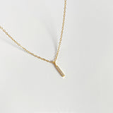  Pave Slender Bar Necklace in 925 Sterling Silver - friendship necklace gift from Bestie Keepsake