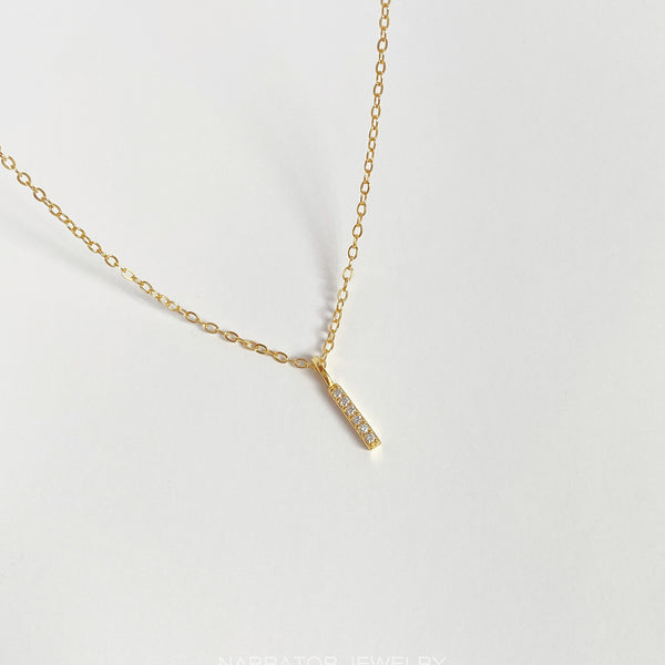  Pave Slender Bar Necklace in 925 Sterling Silver - friendship necklace gift from Bestie Keepsake