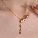  Asymmetrical Star Charm Y-Necklace with Cubic Zirconia - friendship necklace gift from Bestie Keepsake