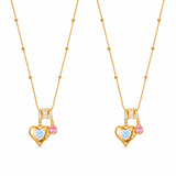  Heart & Baguette Crystal Teardrop Necklace - friendship necklace gift from Bestie Keepsake
