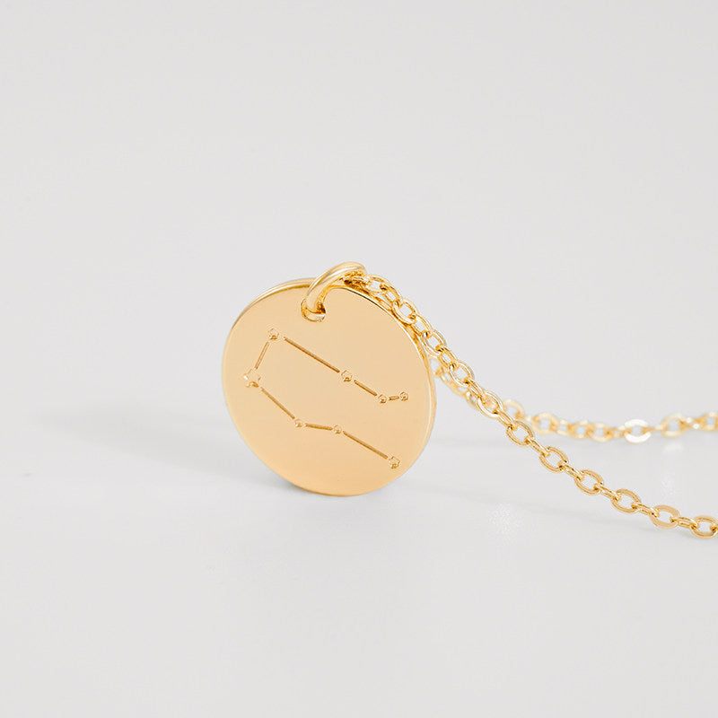  Constellation Coin Pendant Necklace in 14K Gold Plated - friendship necklace gift from Bestie Keepsake