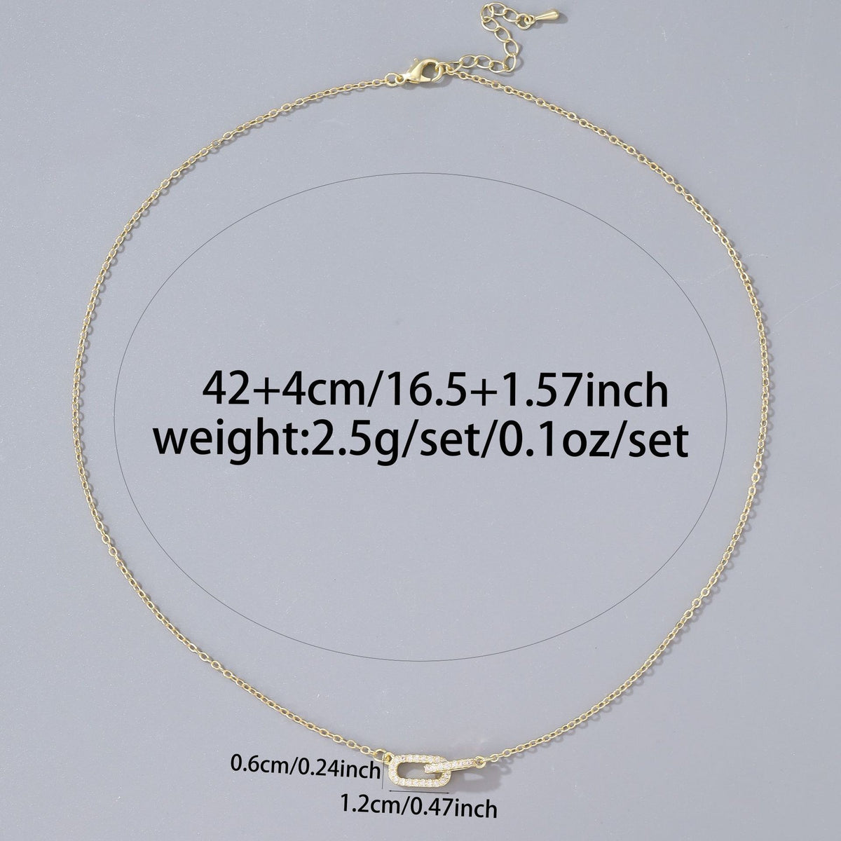  Pave Interlocking Paperclip Link Necklace - friendship necklace gift from Bestie Keepsake
