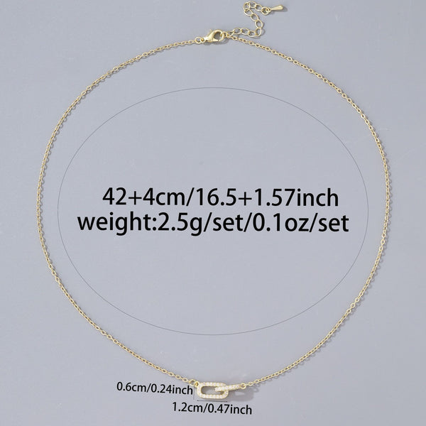  Pave Interlocking Paperclip Link Necklace - friendship necklace gift from Bestie Keepsake