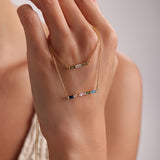  Baguette Birthstone Bar Necklace Stainless Steel - friendship necklace gift from Bestie Keepsake