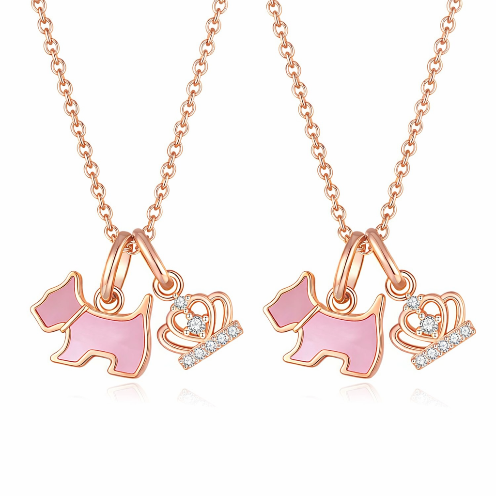  Playful Scottie Dog Charm Necklace in 18K Rose Gold over Sterling Silver - friendship necklace gift from Bestie Keepsake