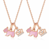  Playful Scottie Dog Charm Necklace in 18K Rose Gold over Sterling Silver - friendship necklace gift from Bestie Keepsake