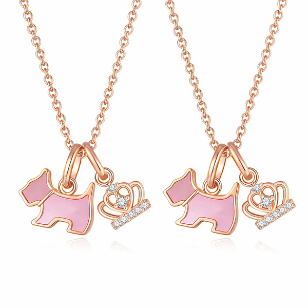  Playful Scottie Dog Charm Necklace in 18K Rose Gold over Sterling Silver - friendship necklace gift from Bestie Keepsake