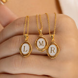  Ornate Oval Initial Pendant Necklace - friendship necklace gift from Bestie Keepsake