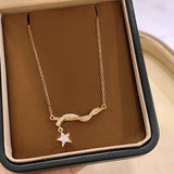  Entwined Star Pendant Zirconia Necklace - friendship necklace gift from Bestie Keepsake