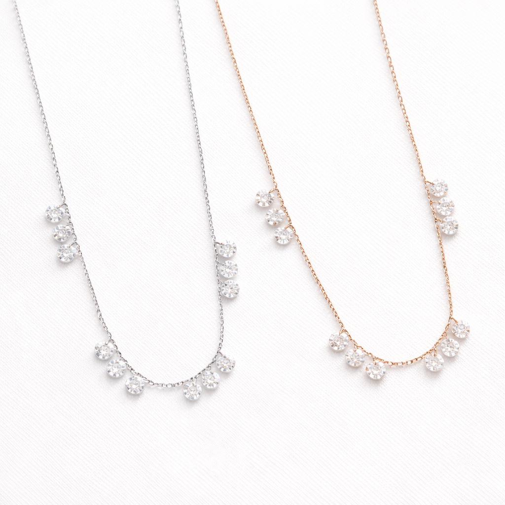  Dainty Crystal Drop Necklace Set - friendship necklace gift from Bestie Keepsake