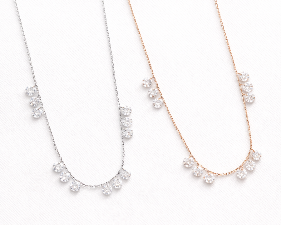  Dainty Crystal Drop Necklace Set - friendship necklace gift from Bestie Keepsake
