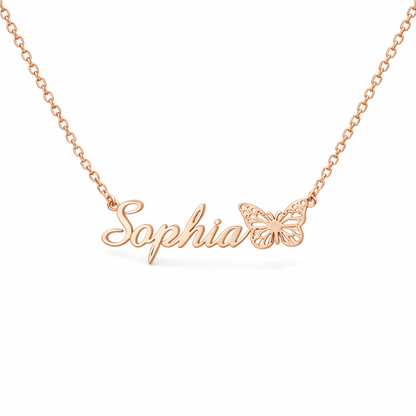  Custom Butterfly Name Necklace in Stainless Steel - friendship necklace gift from Bestie Keepsake