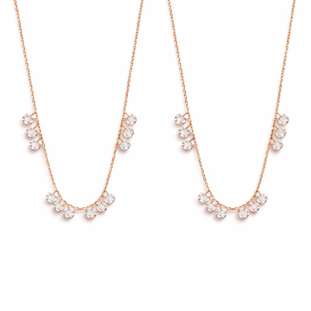  Dainty Crystal Drop Necklace Set - friendship necklace gift from Bestie Keepsake
