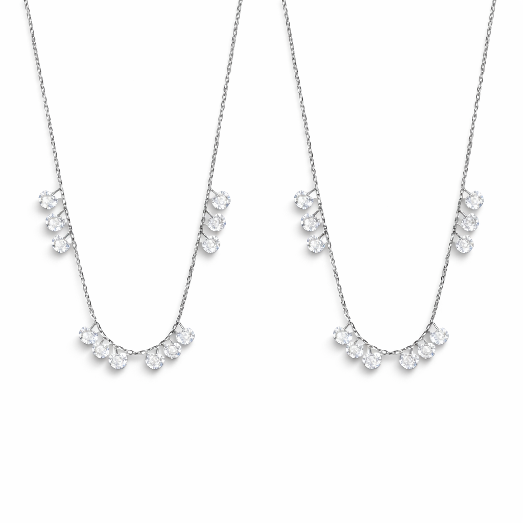  Dainty Crystal Drop Necklace Set - friendship necklace gift from Bestie Keepsake