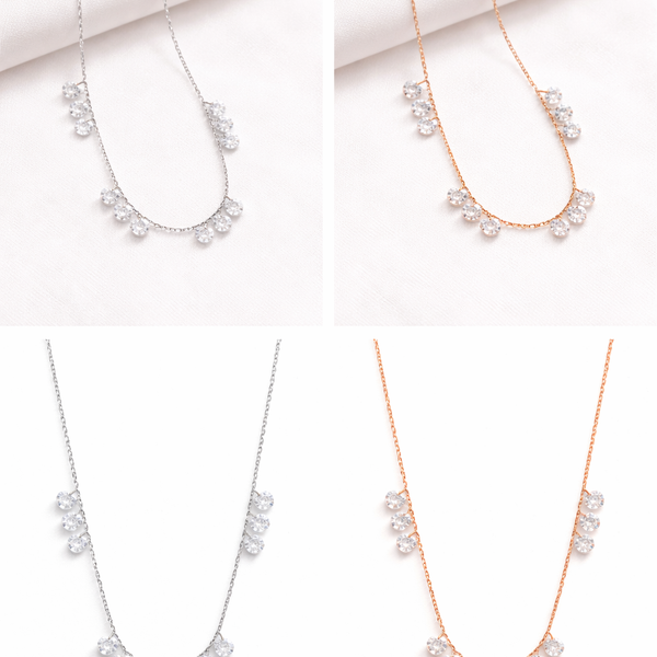  Dainty Crystal Drop Necklace Set - friendship necklace gift from Bestie Keepsake