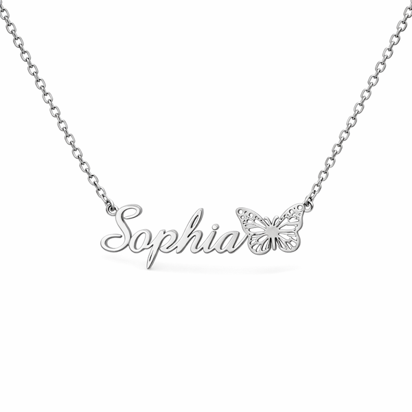  Custom Butterfly Name Necklace in Stainless Steel - friendship necklace gift from Bestie Keepsake